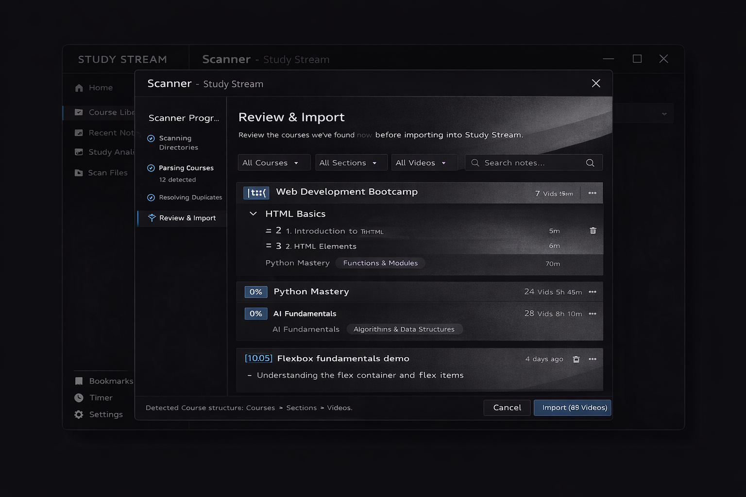 Scanner importing lectures